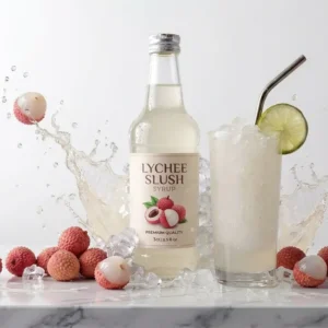 Lychee Slush Syrup Pakistan bottle by Nowshera Bazar for cafes and slush machines