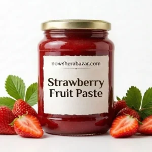Bright red Strawberry Fruit Paste in commercial jar by Nowshera Bazar