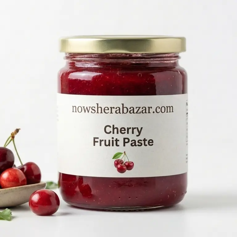 Deep red Cherry Fruit Paste in commercial jar by Nowshera Bazar
