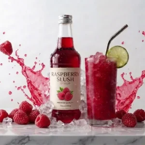 Raspberry Slush Syrup Pakistan bottle by Nowshera Bazar for cafes and slush machines
