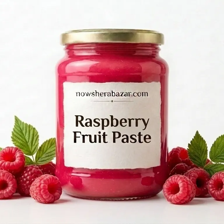 Vibrant red Raspberry Fruit Paste in jar packaging by Nowshera Bazar