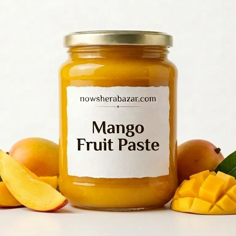 Vibrant Mango Fruit Paste in commercial jar packaging by Nowshera Bazar